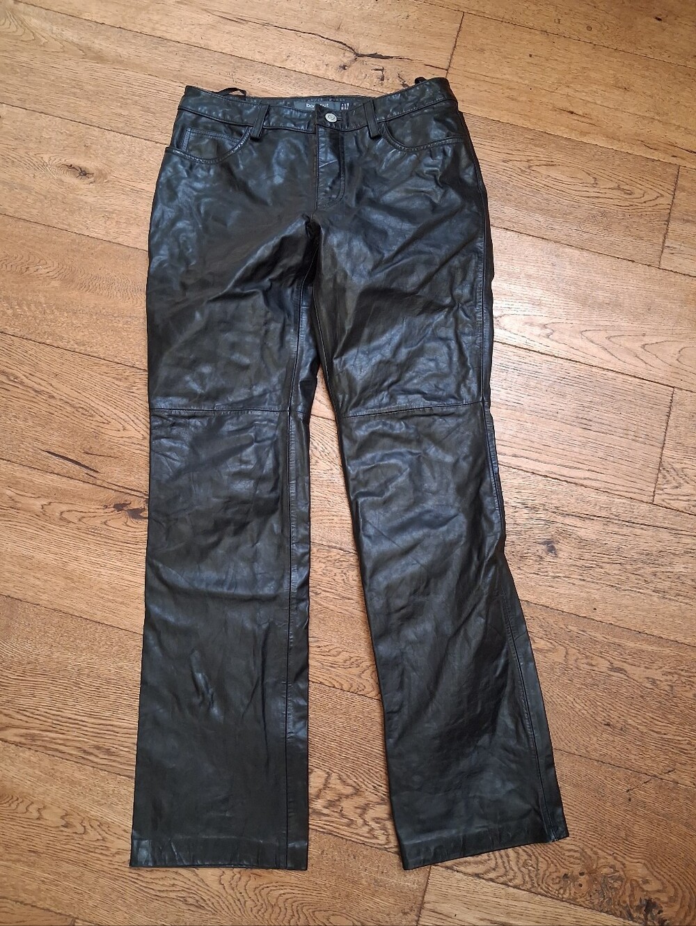 Vintage GAP Bootcut Black Leather Pants Womens Size 6 Lined Y2K
